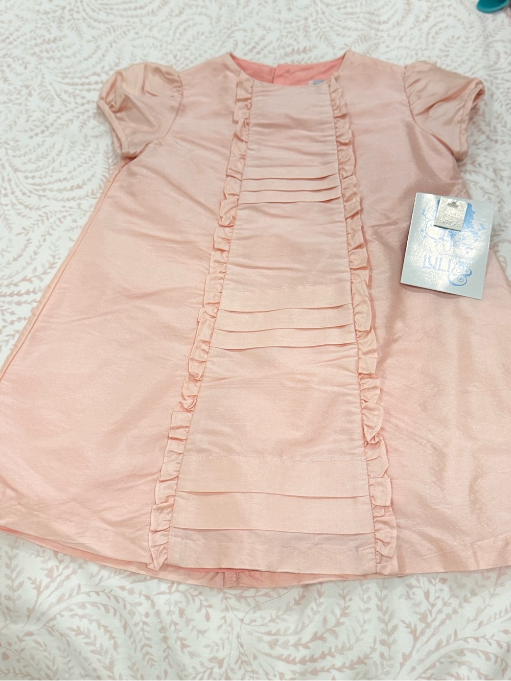 Luli & Me Soft Blush Pink Ruffle Front Dress
